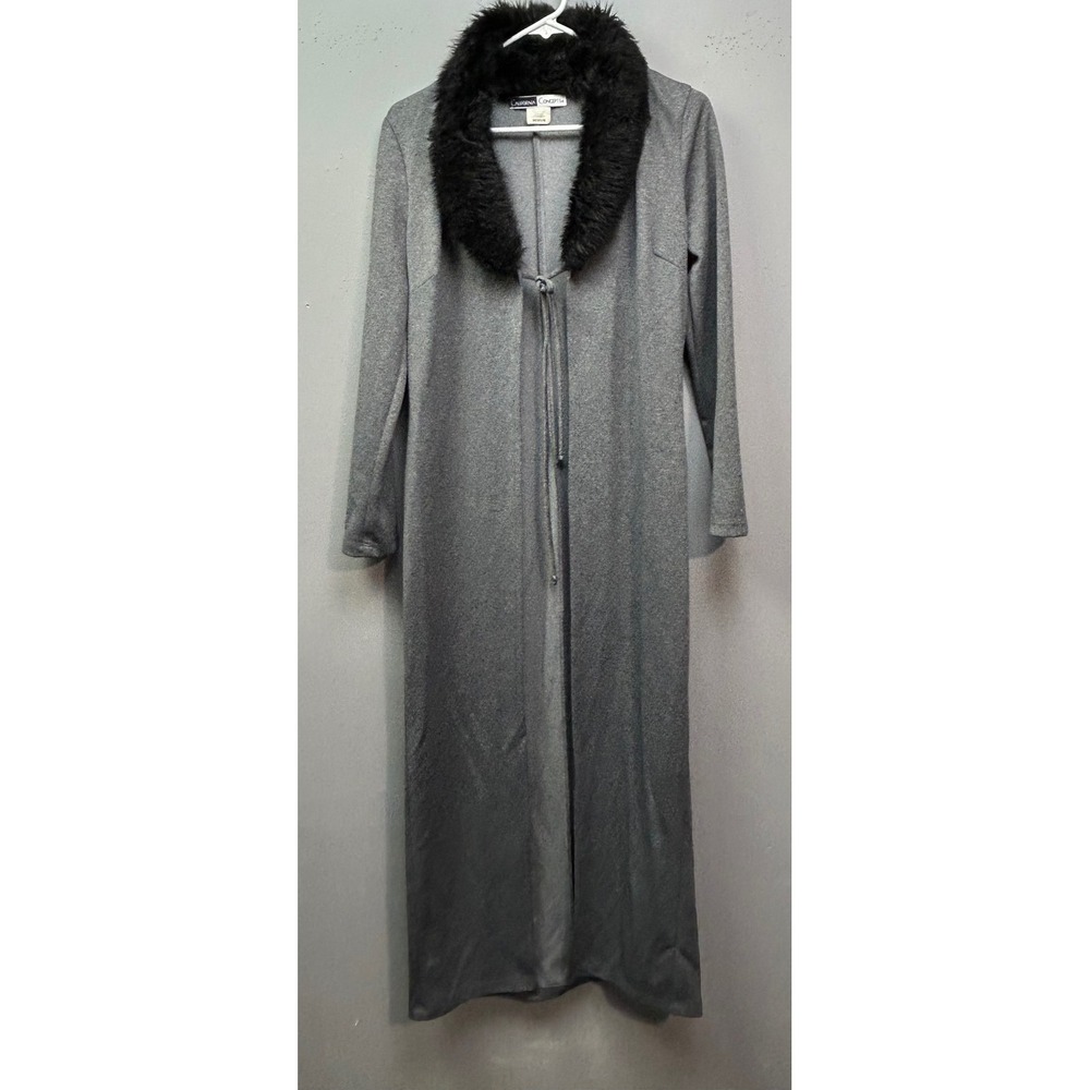 CALIFORNIA CONCEPTS Sweater Womens Medium Grey Faux Fur Long‎ Duster Cardigan